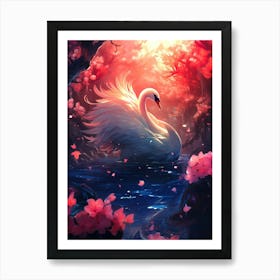 Swan Floral Art Print