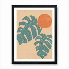 Tropical Blue Monstera Art Print