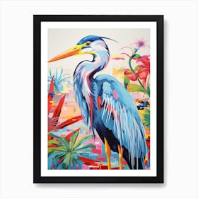 Colourful Bird Painting Great Blue Heron 6 Art Print