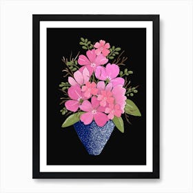 Pink Flower Bouquet In Vase Art Print