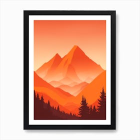 Misty Mountains Vertical Composition In Orange Tone 213 Art Print