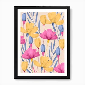 Dainty Watercolor Flowers Shabby Chic Art Print