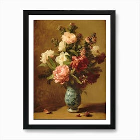 Peonies In A Blue Vase Art Print