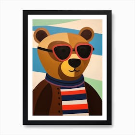 Little Brown Bear 2 Wearing Sunglasses Art Print