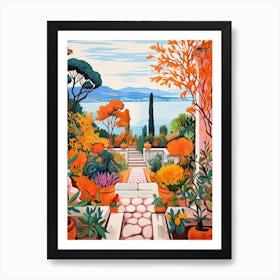 Isola Bella, Italy In Autumn Fall Illustration 3 Art Print