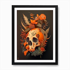 Animal Skull Orange 2 Botanical Art Print