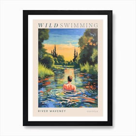 Wild Swimming At River Waveney Suffolk 1 Poster Art Print