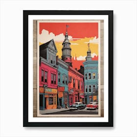 Williamsburg New York Colorful Silkscreen Illustration Art Print