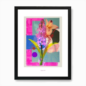 Hyacinth 1 Neon Flower Collage Poster Art Print