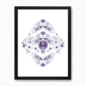 Rhinoceros Beetle, Purple Version On White Background Art Print