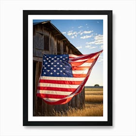 American Flag Evoking Sentiments Of Patriotism And Liberty Displayed Majestically Against A Weather Art Print