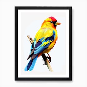 Colourful Geometric Bird American Goldfinch 2 Art Print