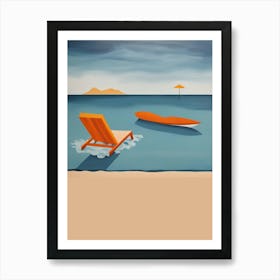 Orange Beach Chair Art Print