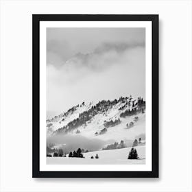 Cerro Catedral, Argentina Black And White Skiing Poster Art Print