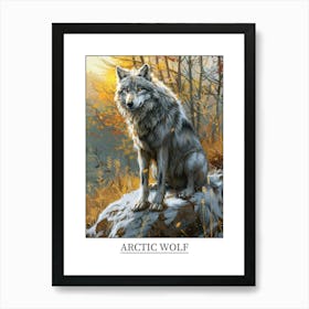 Arctic Wolf Precisionist Illustration 4 Poster Art Print