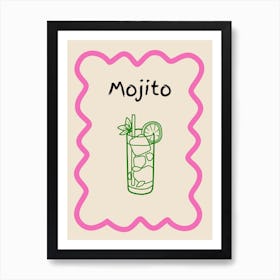 Mojito Doodle Poster Pink & Green Art Print