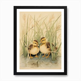 Two Ducklings Japanese Woodblock Style  4 Art Print