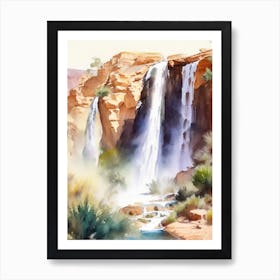 Ouzoud Falls, Morocco Water Colour  (1) Art Print