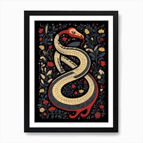 Floral Folk Serpent 5 Art Print