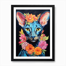 Oriental Shorthair Cat With A Flower Crown Painting Matisse Style 2 Art Print