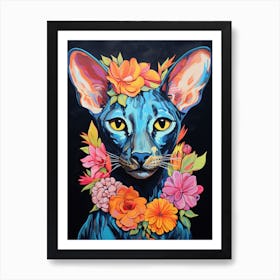 Oriental Shorthair Cat With A Flower Crown Painting Matisse Style 2 Póster