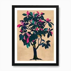 Banyan Tree Colourful Illustration 4 Art Print