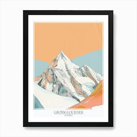 Grossglockner Austria Color Line Drawing 6 Poster Art Print