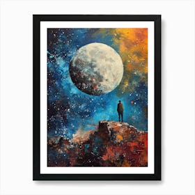 Man In Space, Moon Art Print