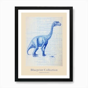 Edmontosaurus Dinosaur Blue Print Sketch 2 Poster Art Print