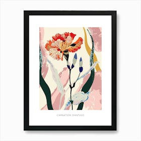 Colourful Flower Illustration Poster Carnation Dianthus 2 Art Print