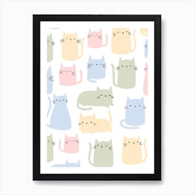 Kawaii Cats Art Print