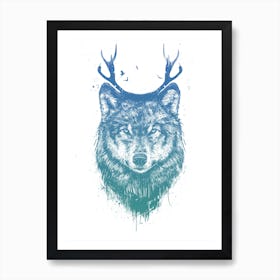 Deer Wolf Art Print