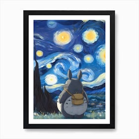 Starry Night Totoro, Vincent Van Gogh Art Print