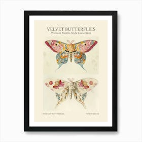 Velvet Butterflies Collection Radiant Butterflies William Morris Style 2 Art Print