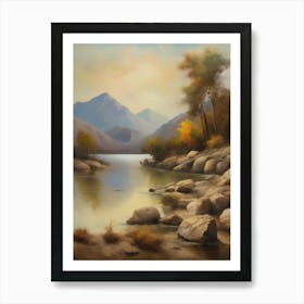 Forest Lake,Vintage Oil Painting,Farm Wall Decorations,Vintage Landscape,Vintage Landscape Oil Painting.10 Art Print