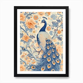 Vintage Sepia Peacock In A Floral Tree Wallpaper Inspired 2 Art Print