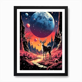 Deer In The Night Sky Art Print