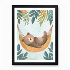 Sloth Bear Napping In A Hammock Storybook Illustration 2 Art Print