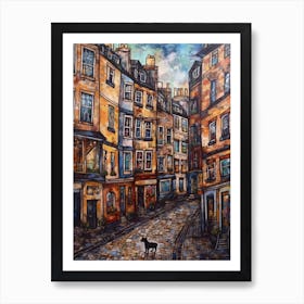 Painting Of London With A Cat In The Style Of Gustav Klimt 4 Art Print