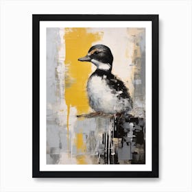 Abstract Grey Gouache Painting Of A Duckling 1 Art Print
