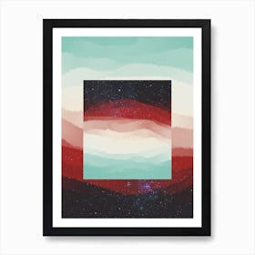 Minimal art abstract watercolor painting of the sky and red hills Art Print