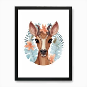 Watercolour Jungle Animal Baby Okapi 1 Art Print
