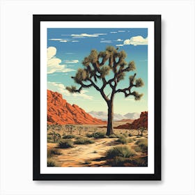  Retro Illustration Of A Joshua Trees In Mojave Desert 4 Art Print