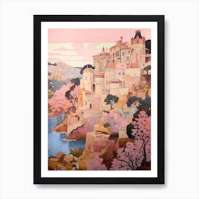 Gozo Malta 3 Vintage Pink Travel Illustration Art Print