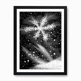 Diamond Dust, Snowflakes, Black & White 1 Art Print