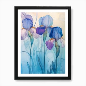 Pastel Blue Irises Art Print