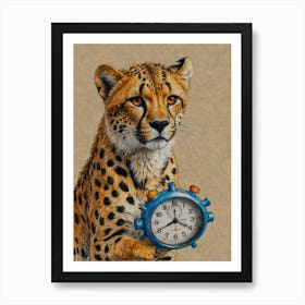 Cheetah Clock Art Print