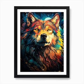 Colorful Wolf Art Print