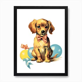 Vintage Puppy Labrador Dog Kitsch 3 Art Print