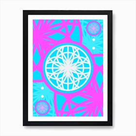 Geometric Glyph in White and Bubblegum Pink and Candy Blue n.0059 Art Print